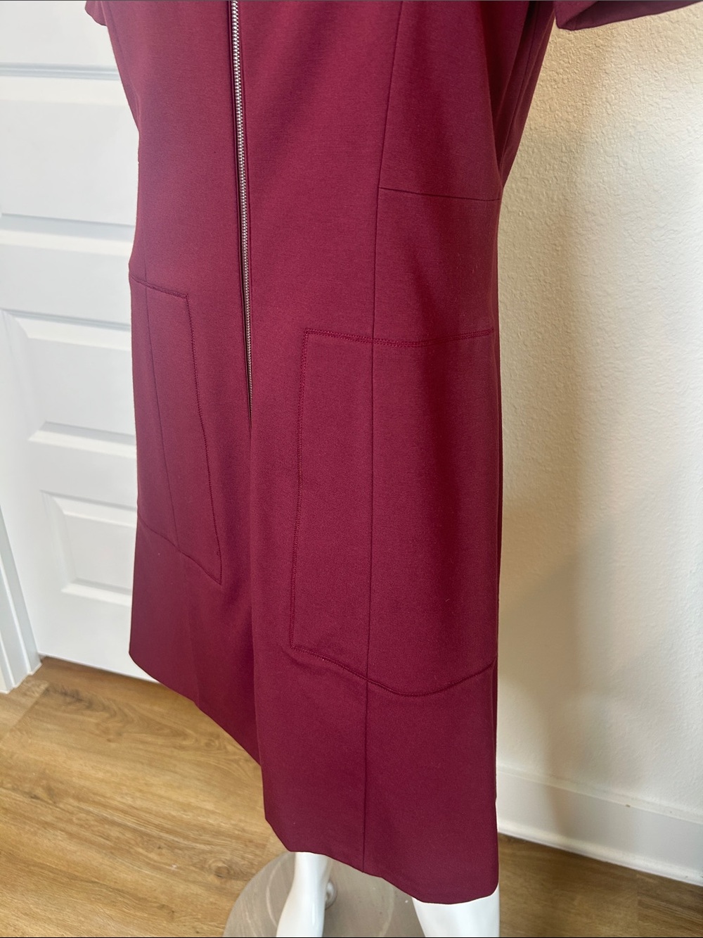 Lafayette 148 New York Burgundy Zip-Front Midi Dress - Picture 5 of 11